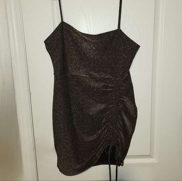 Shimmer mini gold and black  glitter dress, party dress size xl - Picture 2 of 4